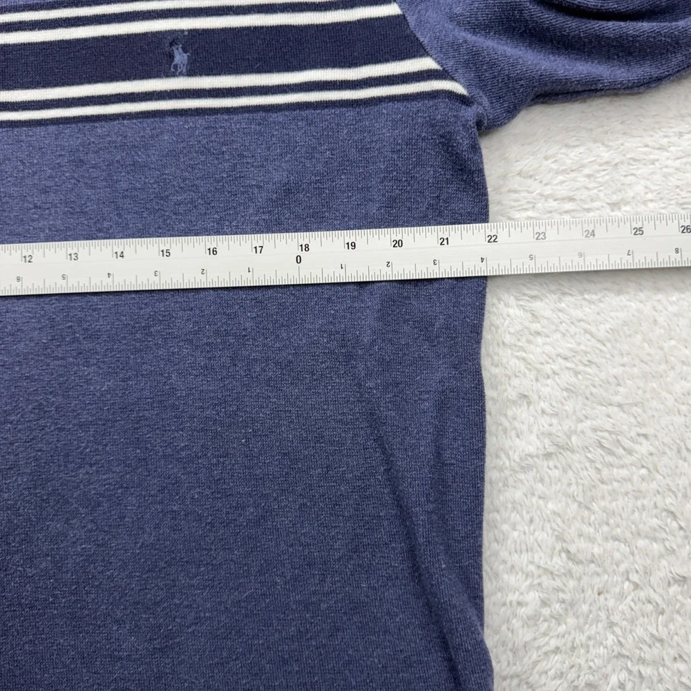 Vintage Polo Ralph‎ Lauren Mens Long Sleeve Striped T-Shirt Blue Crew Neck Large